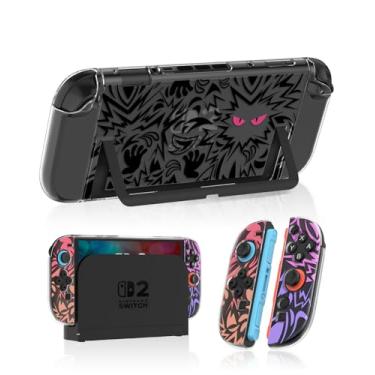 Imagem de Gurgita Dockable Protective Case for Nintendo Switch 2 2025 - Cute Cartoon Purple Design Clear TPU Slim Hard Cover for Joycon 2 for Teens Girls Boys