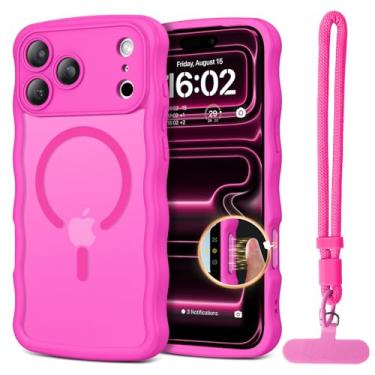 Imagem de BENTOBEN Capa magnética para iPhone 17 Pro Max, linda moldura ondulada encaracolada [compatível com Magsafe] [proteção total da câmera] Capa protetora fina fosca à prova de choque feminina masculina