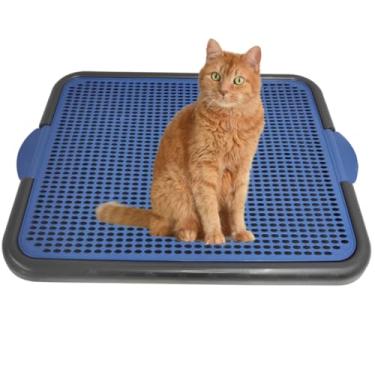 Imagem de Tapete Coletor de Areia para Gatos Lavável Bandeja Coletora 55x42 Cm- Ideal para Portas, Frente da Caixa e Áreas de Passagem em Casa(Azul)