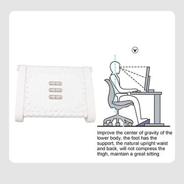 Imagem de Alomejor Sob o Apoio para Os Pés da Mesa, Banco Ajustável de 6 Níveis Em PP Com Rolo de Massagem e Suporte Ergonômico para Escritório e Casa (Branco)
