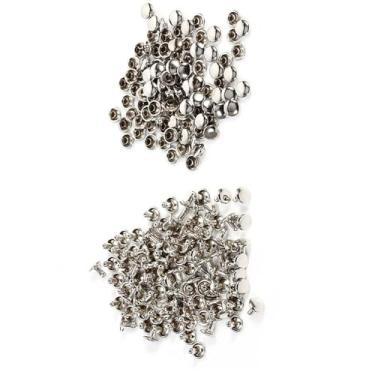 Imagem de Acouto Rebites de Couro 8mm Rebite Duplo 100 Conjuntos 8 8mm Metal Couro Artesanato Reparos Studs Decoração () Rebite Duplo Tubular Studs Sacos Chapéus Sapatos (Prata)