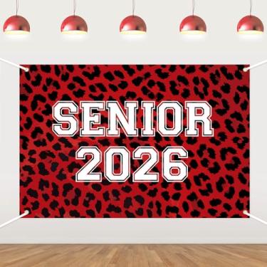 Imagem de Pano de fundo de leopardo vermelho para idosos 2026 – pano de fundo fotográfico de vinil de formatura de 1,5 x 0,9 m, fundo fotográfico com estampa de leopardo vermelho para decoração de festa de