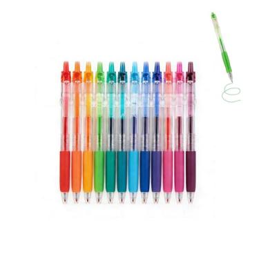 Imagem de GZBABY Caneta de gel retrátil, 12 peças, caneta esferográfica de ponta fina para escrever colorir, 0,5 mm, multicolorida