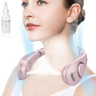 Imagem de Ventiladores de pescoço que sopram ar frio recarregáveis, ventilador Mister portátil operado por bateria com resfriamento de 360°, uso de cabeça flexível com nebulização, ventiladores de pescoço sem