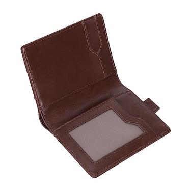 Imagem de XEYOU Carteira masculina de couro legítimo com bloqueio de RFID com janela de cartão de identidade, 7 porta-cartões, bolso fino, Marrom escuro, Retrô