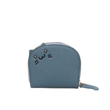 Imagem de Carteira compacta com 8 compartimentos para cartões, porta-moedas e chaveiro com zíper, Azul, Tendência