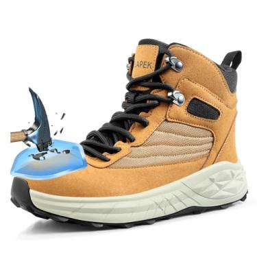 Imagem de Botas de dedo de aço para homens, sapatos de trabalho antiderrapantes, sapatos de segurança à prova de perfuração com construção indestrutível confortável, perfeita para construção, ao ar livre