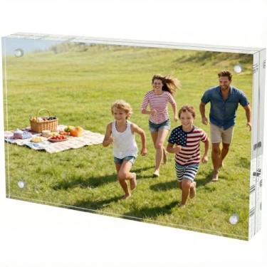 Imagem de Molduras de acrílico de 15 x 20 cm, moldura magnética dupla face transparente 20% mais espessa com proteção UV, moldura transparente independente sem moldura para mesa, decoração de casa e escritório