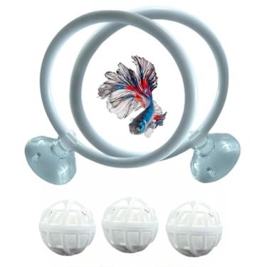 Imagem de VLSQHNCF Acessórios para aquários de peixes, 1 com bola flutuante e 2 brinquedos de treinamento de exercícios, conjunto de alimentação betta para tanque, enriquecimento