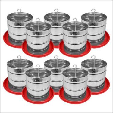 Imagem de Kit 10 Comedouro Tubular 5kg p/ Frango Aves Galinha Faisão - AVIPET