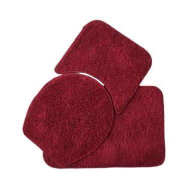 Imagem de Tapete Para Banheiro 3 Peças Pelúcia Premium - Lucatex, Vermelho