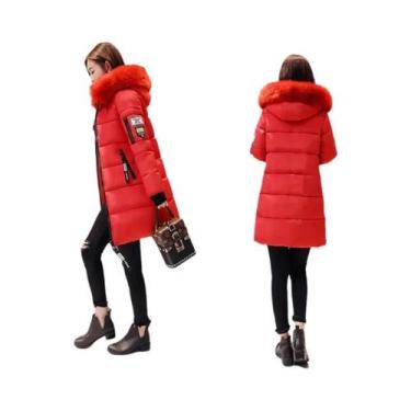 Imagem de Parka Feminina De Inverno Com Capuz, À Prova De Vento, Quente, Ajuste 