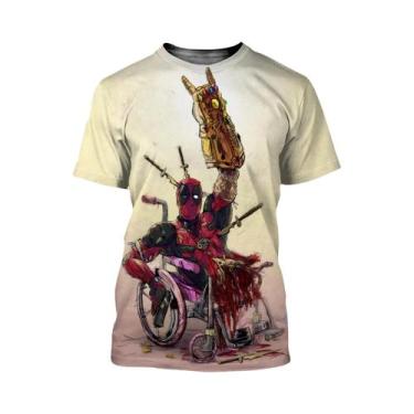 Imagem de Camiseta Masculina Oversized Marvel Deadpool Estampada Em 3D Moda Casu