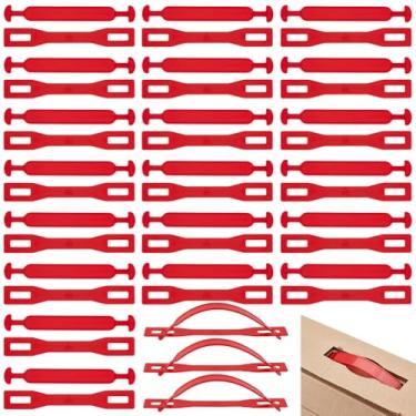 Imagem de BENECREAT 120 conjuntos de alças de caixa de papelão de plástico, alças de elevação vermelhas para caixa, pacote de substituição acessório de alça de envio para caixas de mudança, caixas de papelão