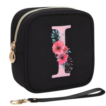 Imagem de Relavel Bolsa de maquiagem pequena inicial para bolsa, presentes personalizados para mulheres, meninas, bolsa de cosméticos de viagem com compartimento para cartão, mini bolsa de batom com alça