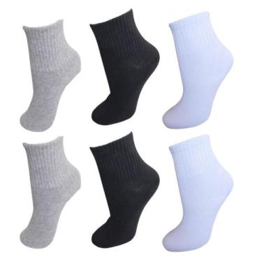 Imagem de Kit 12 Pares De Meias Infantil Cano Médio Alto Unissex - Naimus, Misto