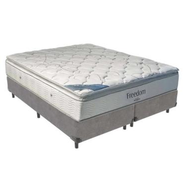 Imagem de Freedom Queen Ortobom Viscoelástico D33 Box Cinza de Madeira