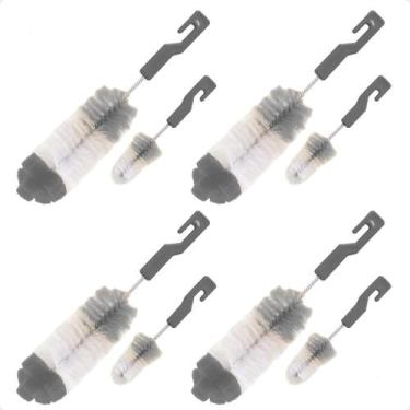 Imagem de 4 Kit Escovas Para Limpeza De Mamadeiras E Bicos Buba - Cinza