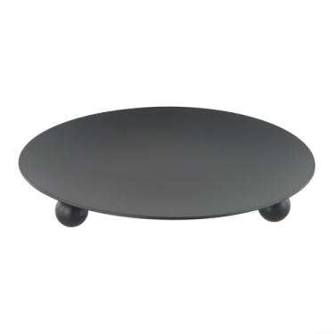 Imagem de Suporte de vela de placa de ferro inquebrável 7 x 7 x 1 5 cm placa decorativa sem ferrugem com design de três pernas para luz de chá ou velas votivas, base estável para sala de jantar, escritório
