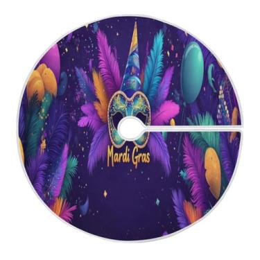 Imagem de ATTX Saia de árvore colorida de carnaval de 119 cm - Decoração festiva de Natal para festas de ano novo e carnaval #389