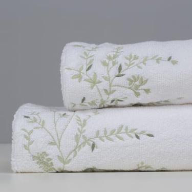 Imagem de Artelassê Toalha de Banho Gigante Raffinato Branco/Verde Artelassê Gigante Branco/Verde Alecrim