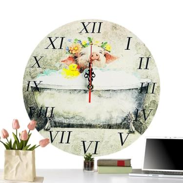 Imagem de Relógio de parede de,Relógio de,Relógio de parede a pilhas estilo vintage silencioso - Decoração resistente de relógio de parede de cozinha para escola, sala de estar, sala de estudo