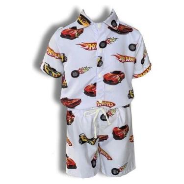 Imagem de Conjunto Mauricinho Hot Wheels Carros - Camisa E Bermuda - Bento E Mar