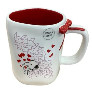 Imagem de Caneca de café Rae Dunn Peanuts Dia dos Namorados, BE MINE - Letras de amor, detalhe de laço vermelho, interior vermelho
