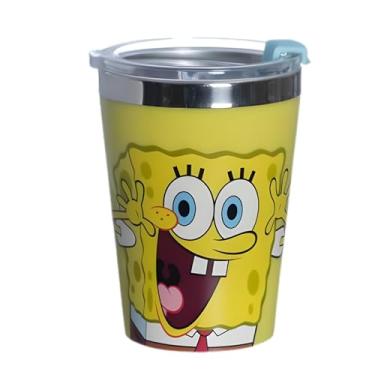 Imagem de Zona Criativa – Copo SNAP Bob Esponja 300ml Compacto, Térmico em Aço Inóx Dupla Camada e c/Tampa Rosqueável, Leve sua Bebida em Espaços Pequenos,Prático Para o Dia a Dia, Bebida Gelada Por Mais Tempo