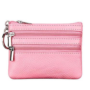 Imagem de Carteira feminina de couro genuíno com chaveiro, rosa, One Size, Bolsas