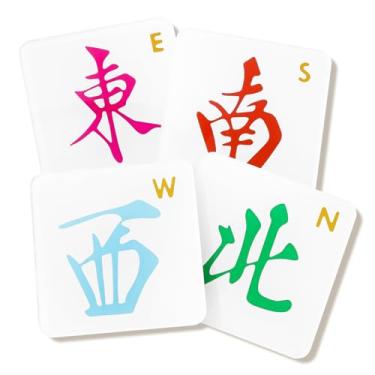 Imagem de Whaline 4 peças de porta-copos Mahjong porta-copos de acrílico para bebida norte sudeste oeste tapetes quadrados para casa cozinha festa mesa proteção