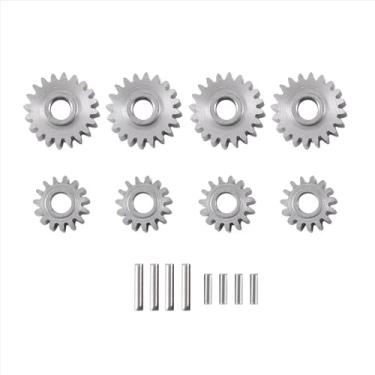 Imagem de MYHWDRNU Peças de carro RC compatíveis com FMS para FCX24 1/24 RC Crawler Car Upgrade Parts Accessories 8Pcs Steel Portal Axle Gear Set 20T 15T