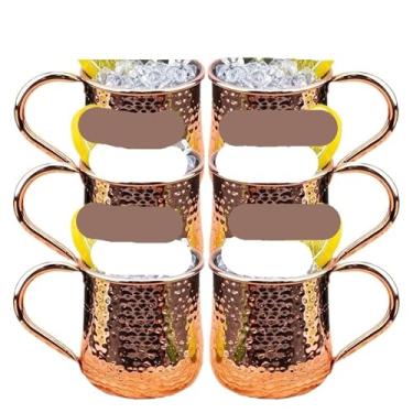 Imagem de 6 peças de copo de vinho de coquetel caneca de mule de Moscou aço inoxidável martelado cobre chapeado copo de cerveja ferramentas de barra de café 、copo de bebida (latão)