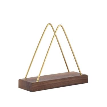 Imagem de Suporte de caixa de lenços vertical triangular porta-guardanapos casa restaurante rack papel toalha dispensador de papel capa de caixa de lenços faciais (marrom escuro)