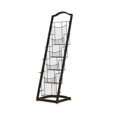 Imagem de KEG801302 Rack de jornais de ferro simples Rack de revistas Rack de informações Brochura Rack de exibição único Rack de armazenamento de livros e revistas Escritório (preto, grande)