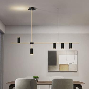 Imagem de Luminária pendente LED para mesa de jantar, design moderno com lâmpada E27, estilo lustre, ideal para sala de jantar, sala de estar e escritório (preta, 5 chamas)