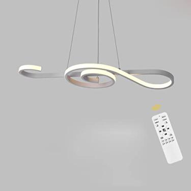 Imagem de Luminária pendente moderna para mesa de jantar, com LED dimerizável e controle remoto, altura ajustável. Ideal para sala de estar, sala de jantar e escritório. (Branca, 70 cm/45 W)