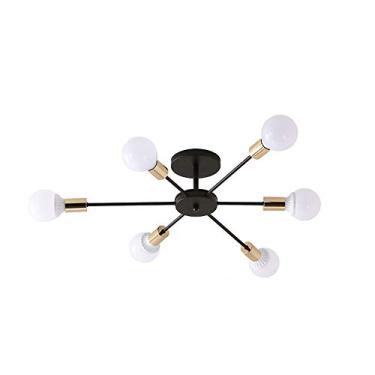 Imagem de Lustre de teto Modo Lighting Sputnik com 6 lâmpadas, estilo moderno de meados do século XX, semi-embutido, industrial vintage, para quarto, sala de estar, ilha de cozinha, soquete E26 (6 lâm