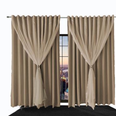 Imagem de Cortina Para Apartamento 4,60X2,90 Tecido Blackout Ana Bege