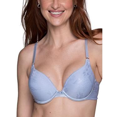 Imagem de Vanity Fair Sutiã push-up feminino Ego Boost, adiciona até um tamanho de bojo completo, sutiãs push up com aro para mulheres, Jacquard jeans desbotado, 38B