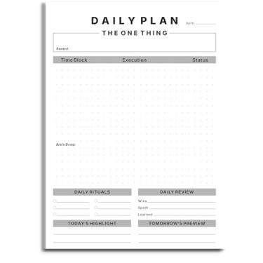 Imagem de CDXHOME Bloco de agenda diário espiral A5 da Momentum – Caderno de reuniões recarregável sem data para trabalho com lista de tarefas, acessórios de mesa de escritório cinza e branco modernos