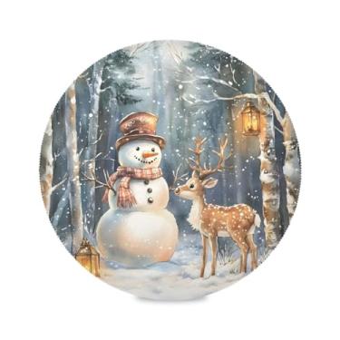 Imagem de STAYTOP Boneco de neve de Natal (124) jogo americano redondo 6 peças, tapetes de mesa antiderrapantes fáceis de limpar para casa cozinha churrasco festa decoração de mesa