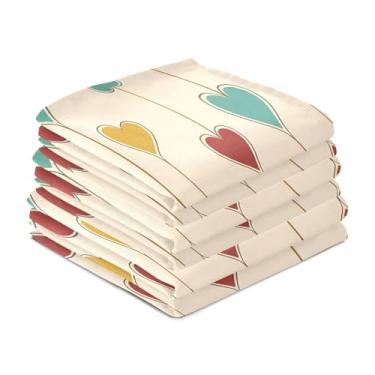 Imagem de Wassud Vintage Hearts Arrows Toalhas de prato de cozinha pacote com 6 panos de prato macios com laço para pendurar toalha de mão de secagem rápida super absorvente toalhas de chá de mesa decorativas