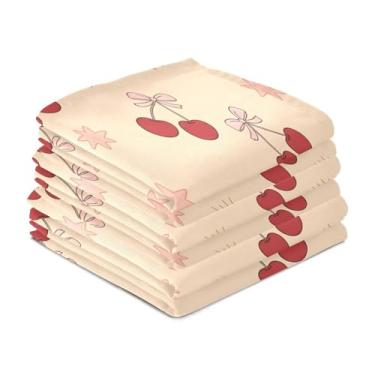 Imagem de Wassud Toalhas de prato de cozinha Cherry and Stars pacote com 6 panos de prato macios com laço para pendurar toalha de mão super absorvente de secagem rápida toalhas de chá de mesa decorativas 71 x