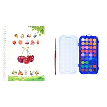 Imagem de Kit de pintura em aquarela, equipado com pincéis de tinta aquarela de 12 cores, kit de pintura em aquarela para iniciantes (36 cores - frutas)