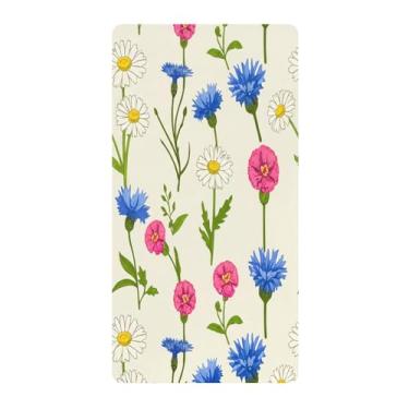 Imagem de Blueangle Lençol de berço padrão para berço infantil - Lençóis de algodão macio e respirável com margaridas de flores silvestres (861)