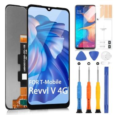 Imagem de Substituição de tela T-Mobile Revvl V 4G 2021 para tela de reposição Revvl V TMRVL 4G de vidro digitalizador com ferramentas de reparo gratuitas (preto, 6,5 polegadas)