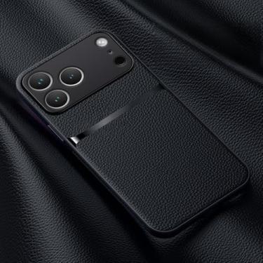 Imagem de Capa de couro para iPhone 17, 16, 13, 12, 11 Pro Max, 16e, fosca, para iPhone 17 Air, 15, 14 Pro Max, 16 Plus, preta, para iPhone 13 Pro.