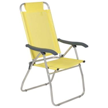 Imagem de Cadeira De Praia Reclinável Amarela Prosa Bel Em Alumínio