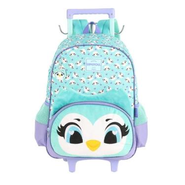 Imagem de Mochila Rodinhas Coruja Alça Up4you Escolar Infantil Verde Menina Luxcel